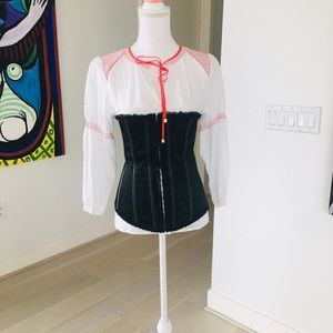 Women Waist Shaper Satin Vintage Black Corset Sexy EU-Size 58 cm.